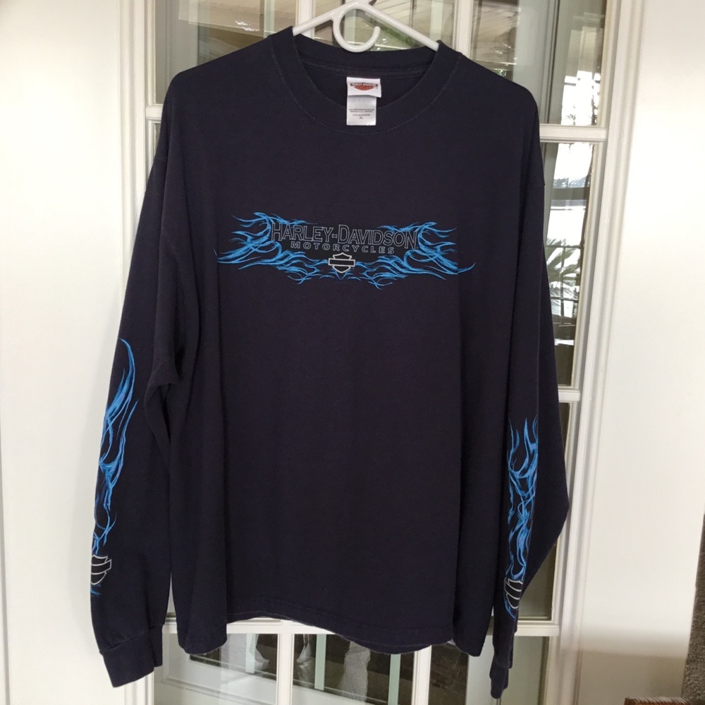 Men’s Harley Davidson Long Sleeve Navy T- Shirt XL